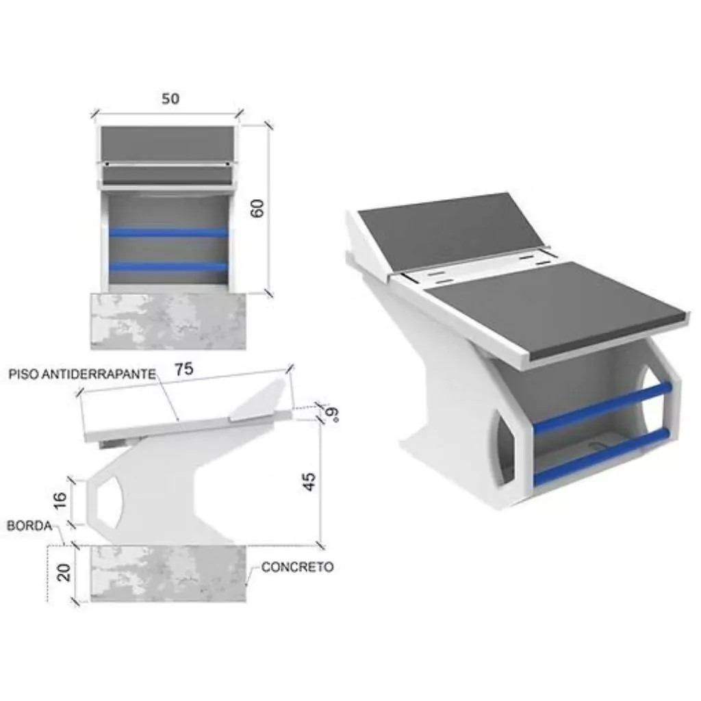 Bloco de partida pro swim mbr desenho técnico