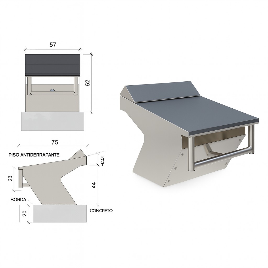 Desenho técnico bloco de partida colorado
