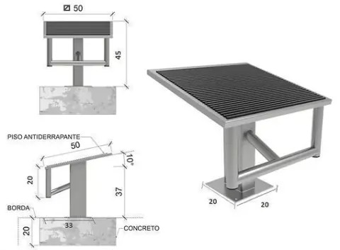 Desenho técnico bloco de partida quadrado